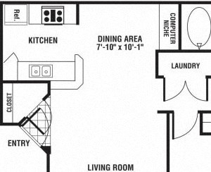 2 Bedroom 1 Bathroom Floor Plan 2 Bedroom 1 Bathroom Floor Plan at The Preserve at Rock Springs, Wyoming, 82901